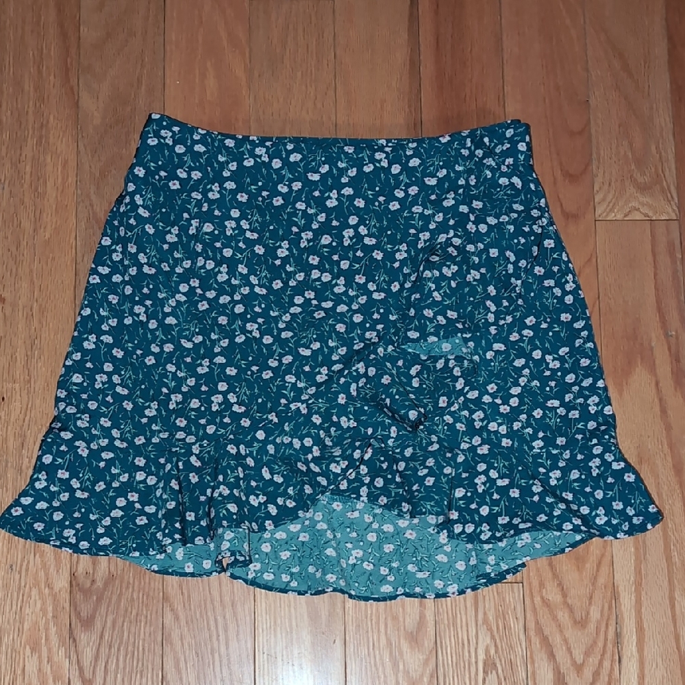 Floral Ruffle Wrap Mini Skirt - Picture 2 of 5